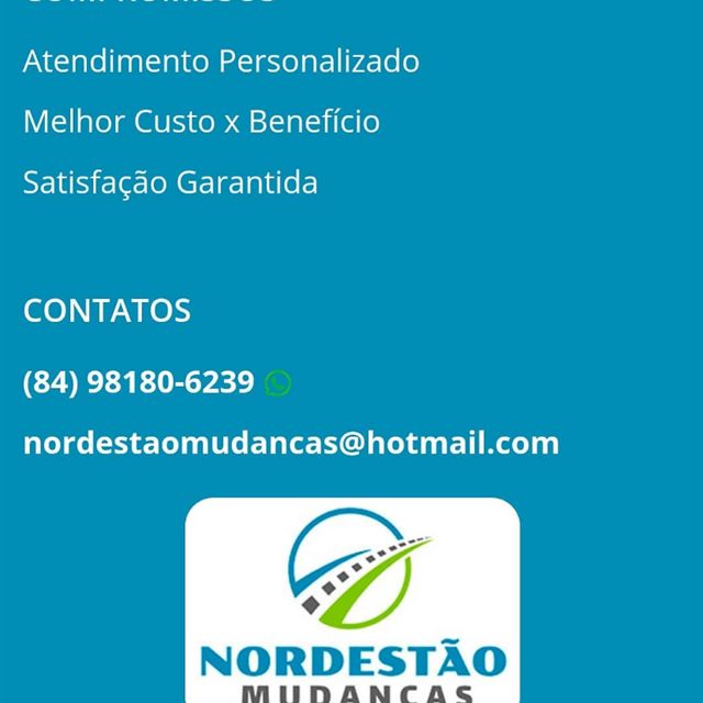 Publicação da Nordestão Mudanças com os contatos da empresa: telefone, WhatsApp e e-mail